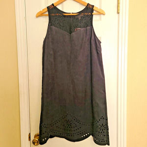 NWT Love Fire Sleeveless Black Dress Faux Suede Lined Lace Perforated Hem Size L